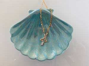 Crystal Cross Ombre Pendant Gold Filled Chain