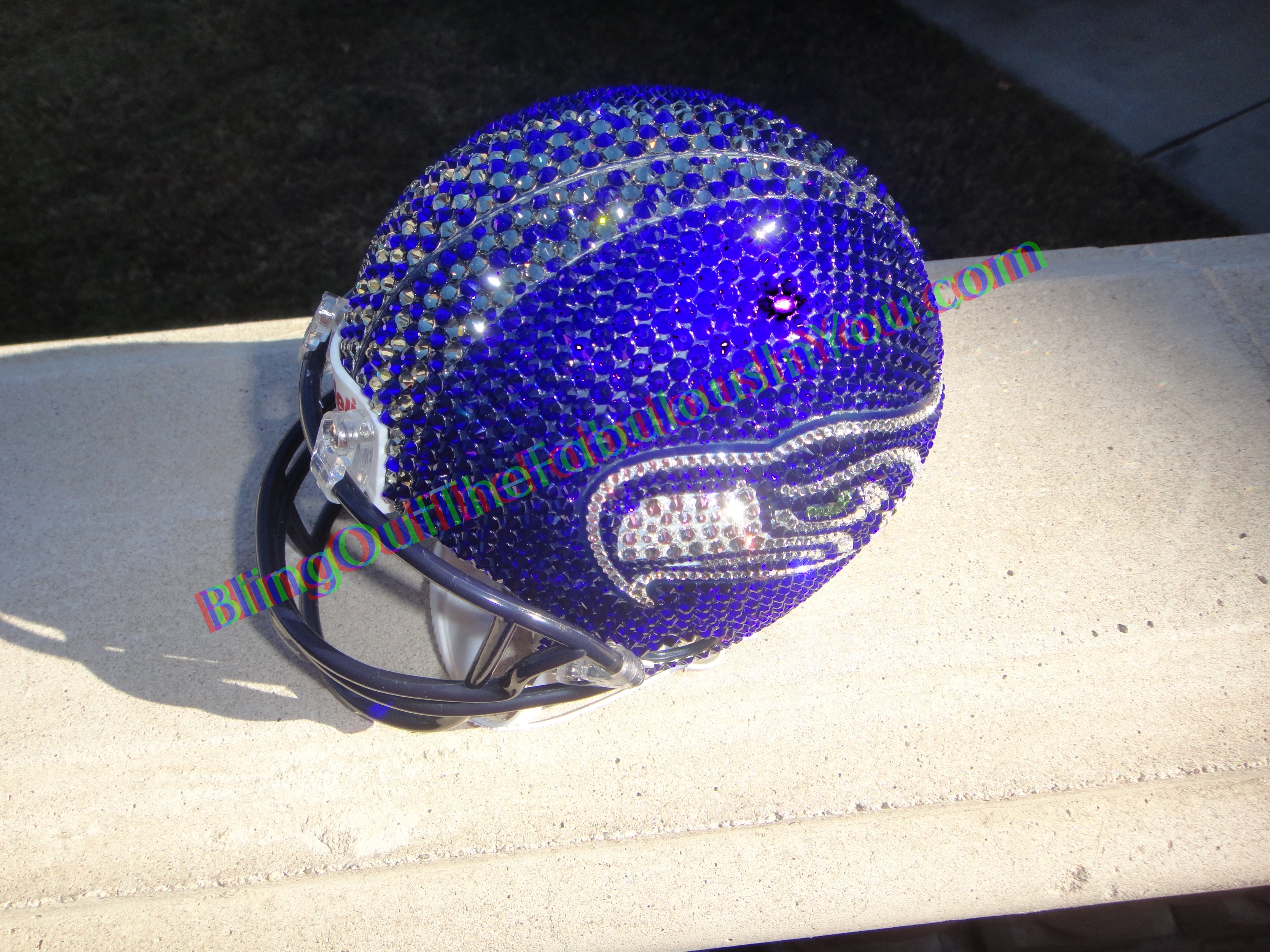 blingy football helmet images Seattle Seahawks Swarovski Bling Mini Football Helmet – crystalfetish