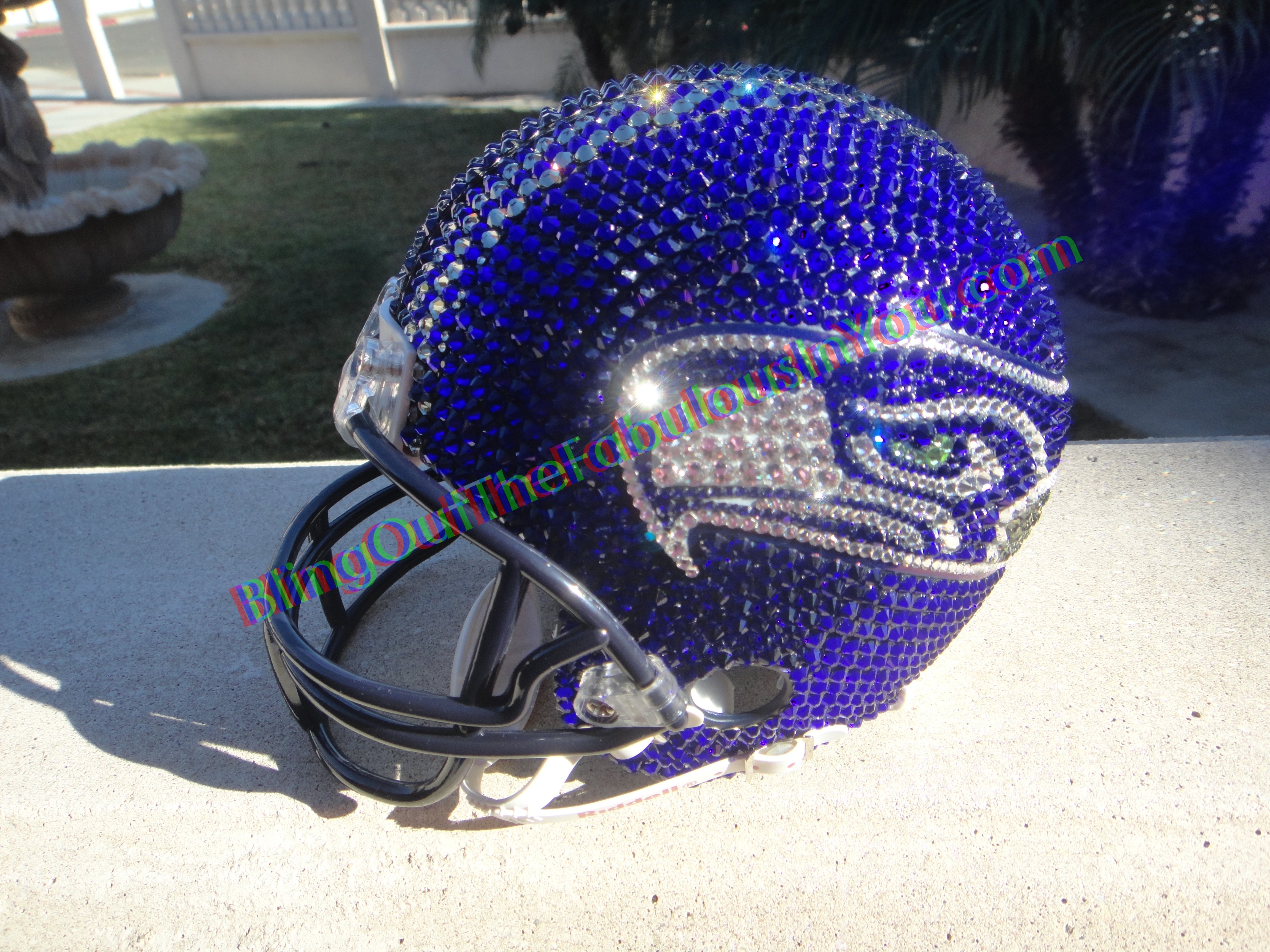 Seattle Seahawks Swarovski Bling Mini Football Helmet – crystalfetish
