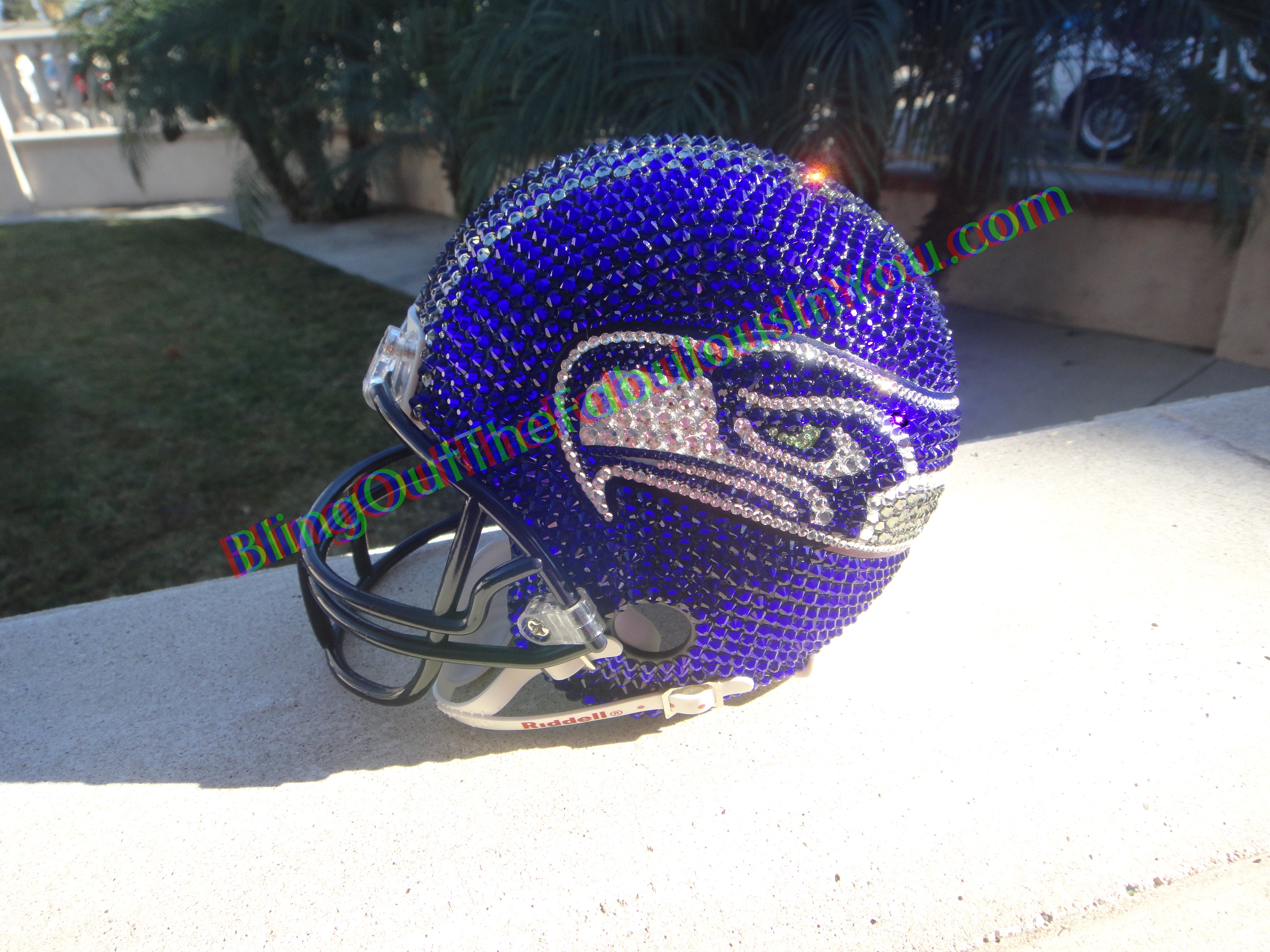 Seattle Seahawks Swarovski Bling Mini Football Helmet – crystalfetish