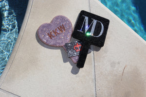 Custom Swarovski hand mirrors made for Kim Kardashian West and Makeup by Mario for his Master class head in Los Angeles. 