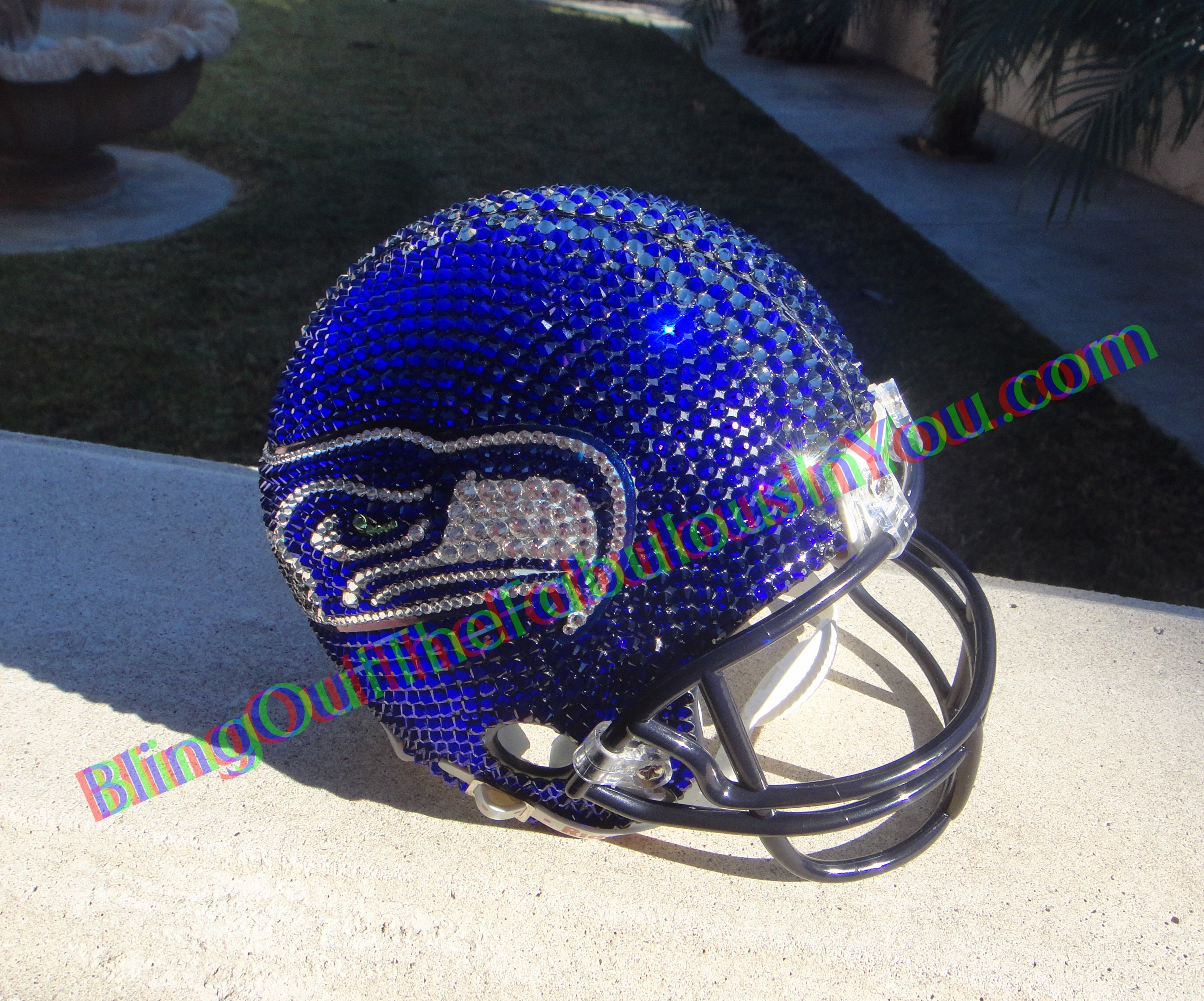 Seattle Seahawks Swarovski Bling Mini Football Helmet – crystalfetish