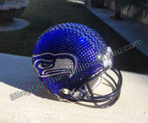 Seattle Seahawks Swarovski Helmet in Cobalt (blue), Crystal Clear, Black Diamond and Peridot for the eyes