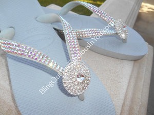 Gray Pave Swarovski Glam Havaianas Flip Flops