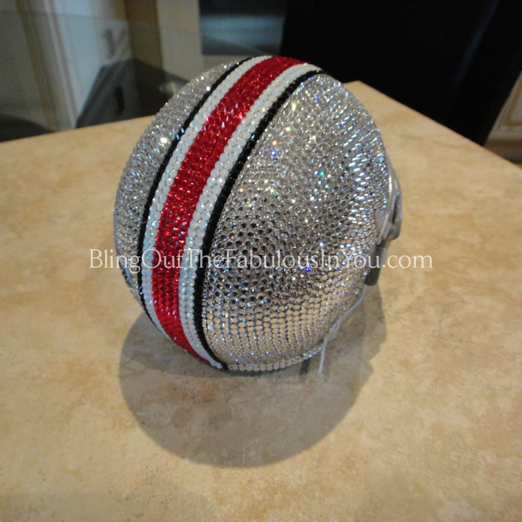 bling football helmets Ohio State Buckeyes Swarovski Mini Football Helmet – crystalfetish