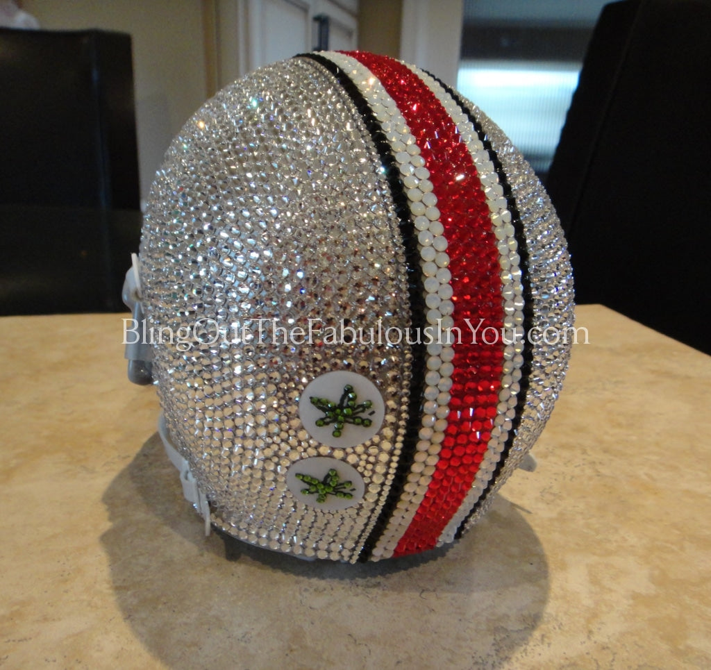 crystal football helmet for bead bracelets Ohio State Buckeyes Swarovski Mini Football Helmet – crystalfetish