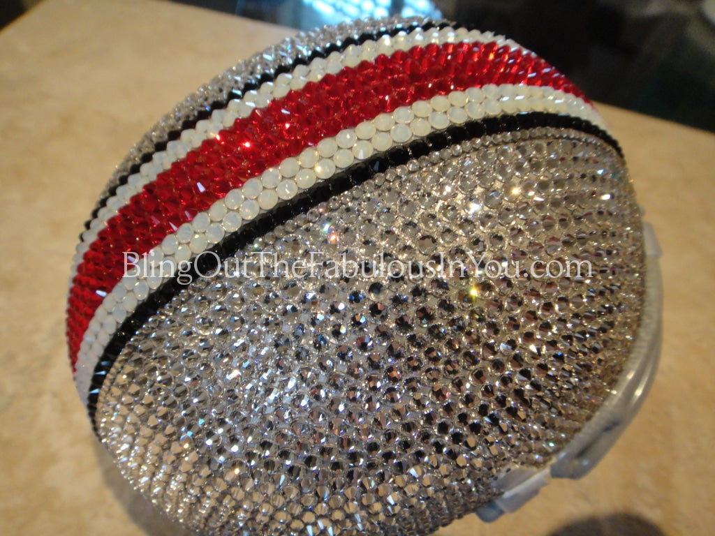 crystal football helmet for bead bracelets Ohio State Buckeyes Swarovski Mini Football Helmet – crystalfetish
