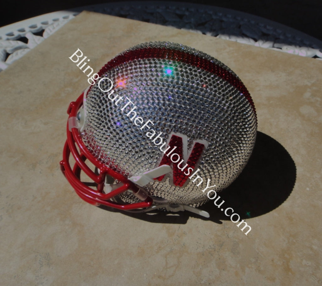 blinged out football helmets Swarovski Cornhuskers Football Helmet – crystalfetish