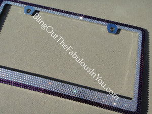 Two Tone Swarovski License Plate Frame (Purple Velvet)