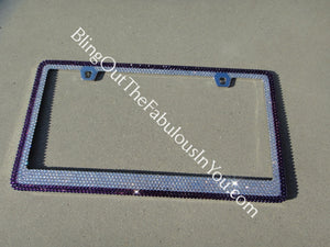 Two Tone Swarovski License Plate Frame (Purple Velvet)